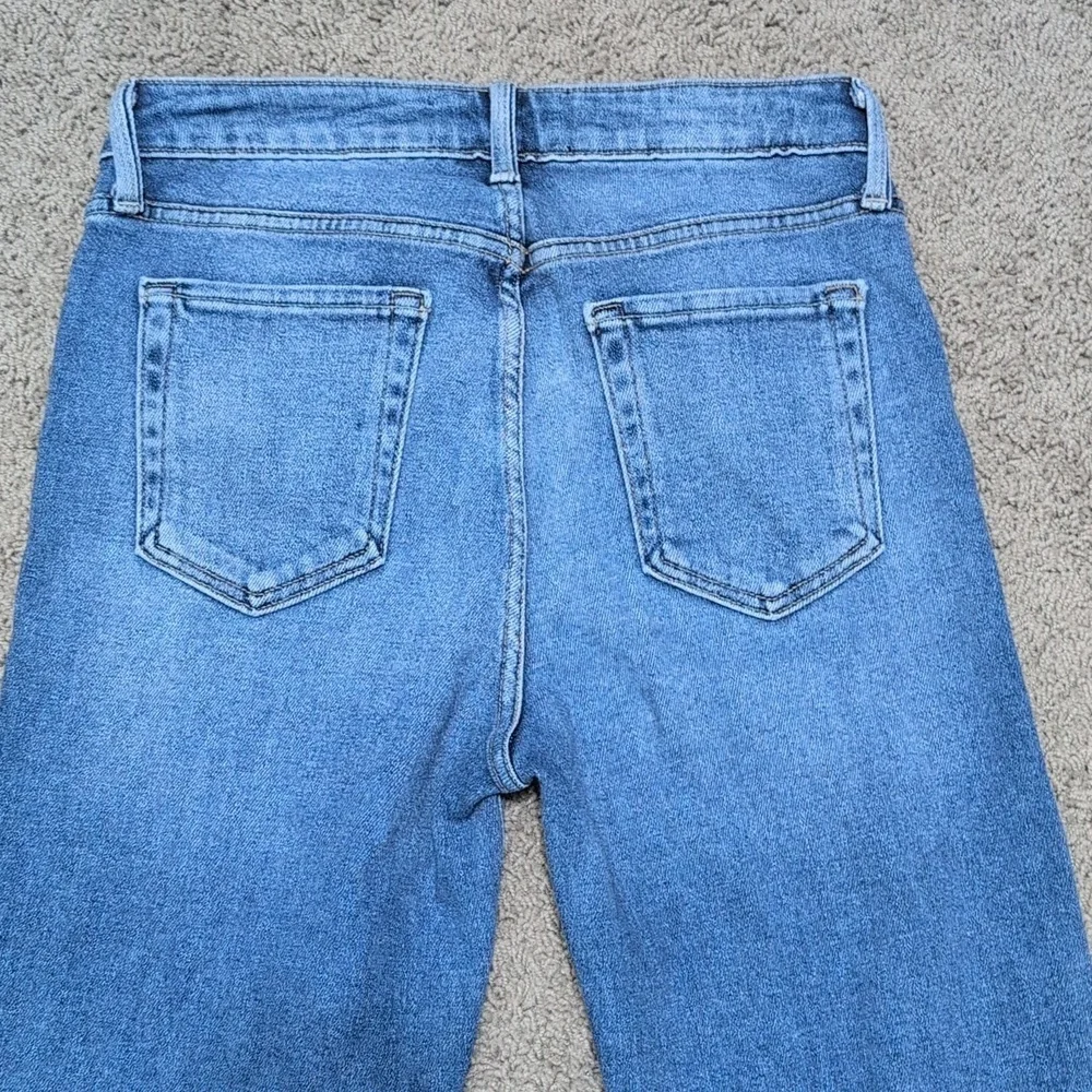 Just Black Denim Straight Leg Jeans Distressed Medium Wash Size 28